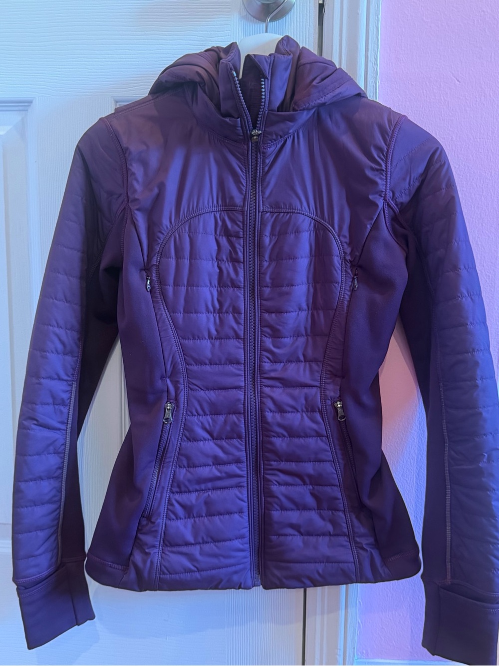 lululemon athletica Another Mile Deep Purple Quilted Hooded Puffer RunningJacket